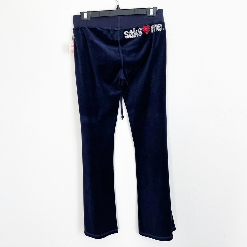 Queen of E.Vil Velvet Wide Leg Pants Navy Small Retro VTG Track Pants SAKS ME